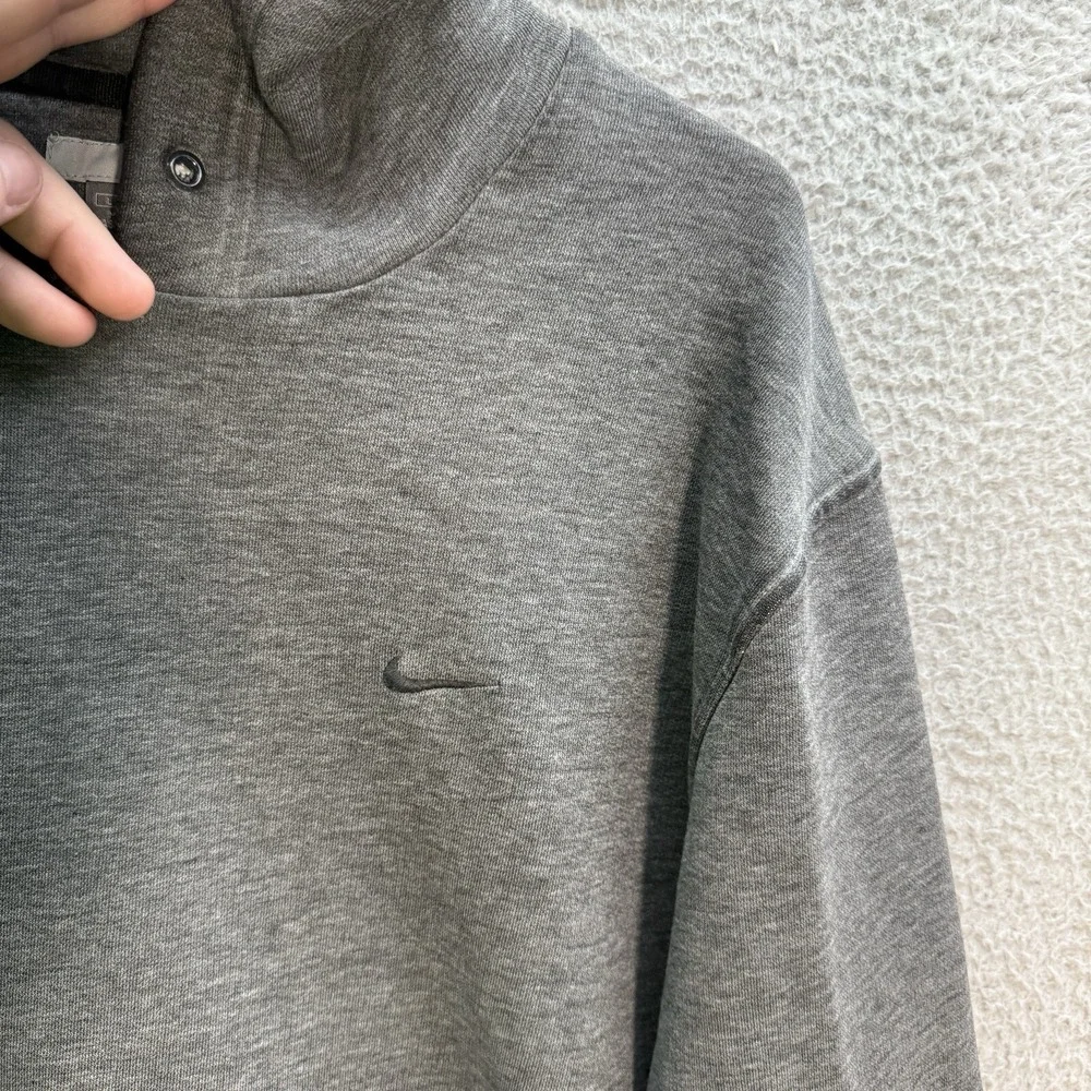 Nike Sweatshirt Mens Large Gray Hoodie Small Swoosh Streetwear Grunge Skater Y2K